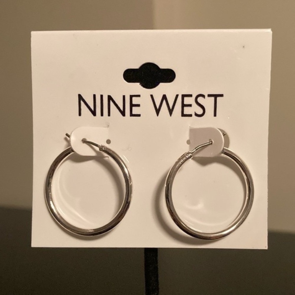 Nine West Shiny Silver Circle Earrings